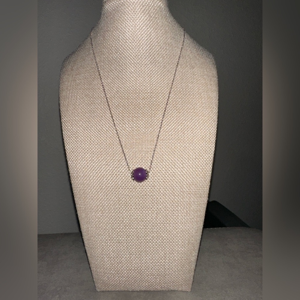 purple jade pendant with sterling silver chain by Jade of Yesteryear